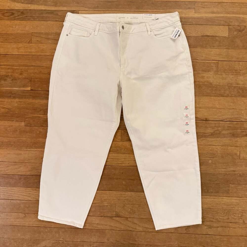 NWT Old Navy O.G. Straight high rise white ankle jeans pants size 22
 b27